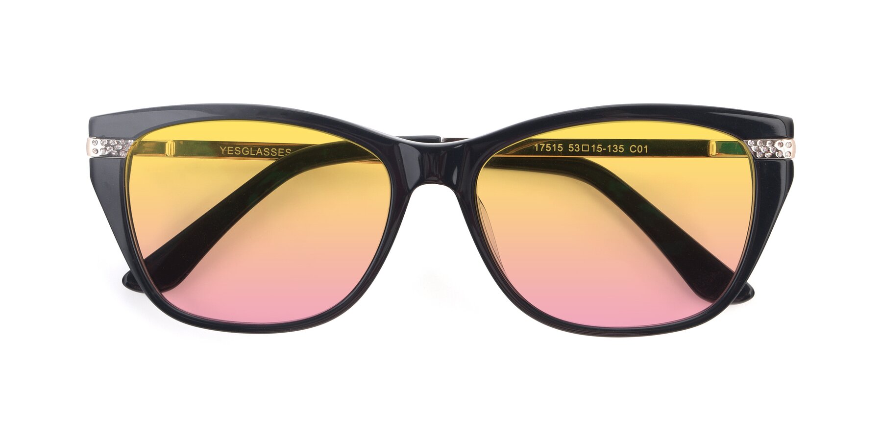 Folded Front of 17515 in Black with Yellow / Pink Gradient Lenses