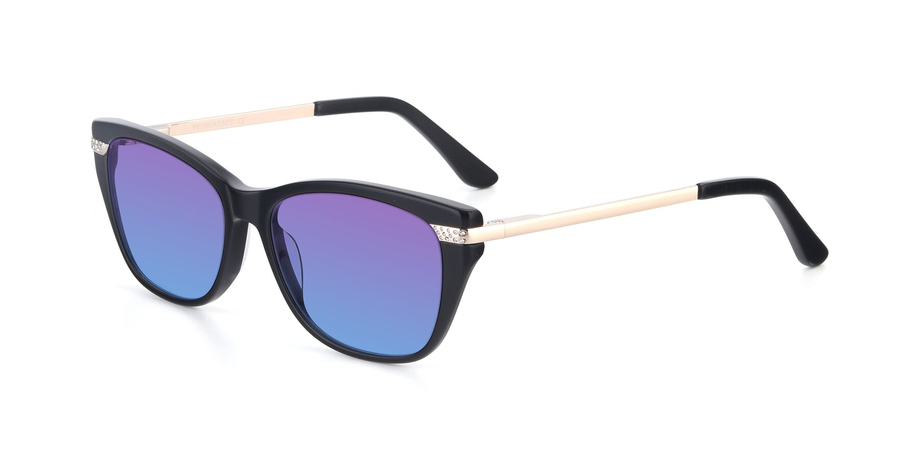 Angle of 17515 in Black with Purple / Blue Gradient Lenses