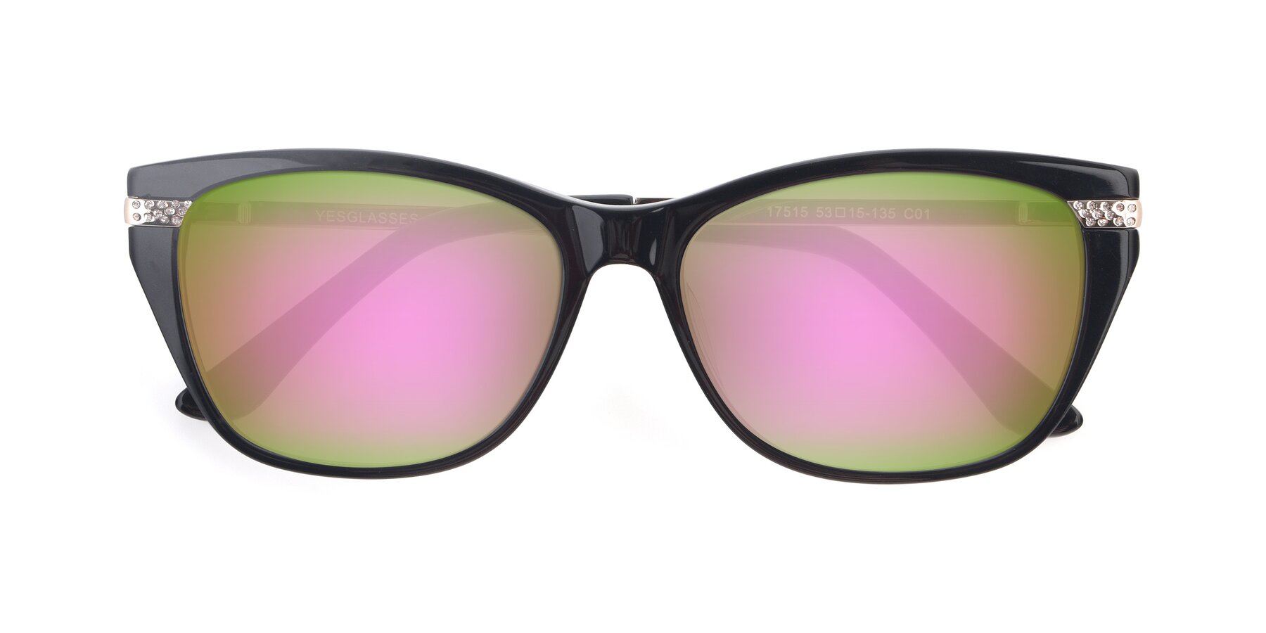 Folded Front of 17515 in Black with Pink Mirrored Lenses