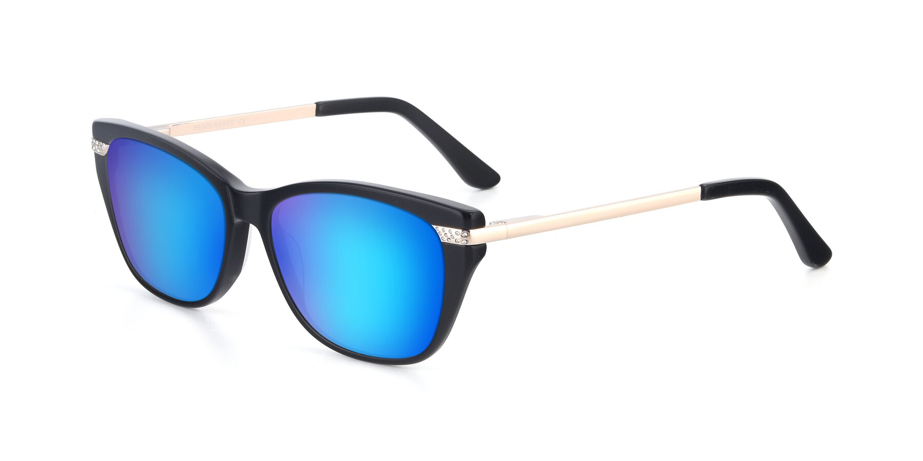Angle of 17515 in Black with Blue Mirrored Lenses
