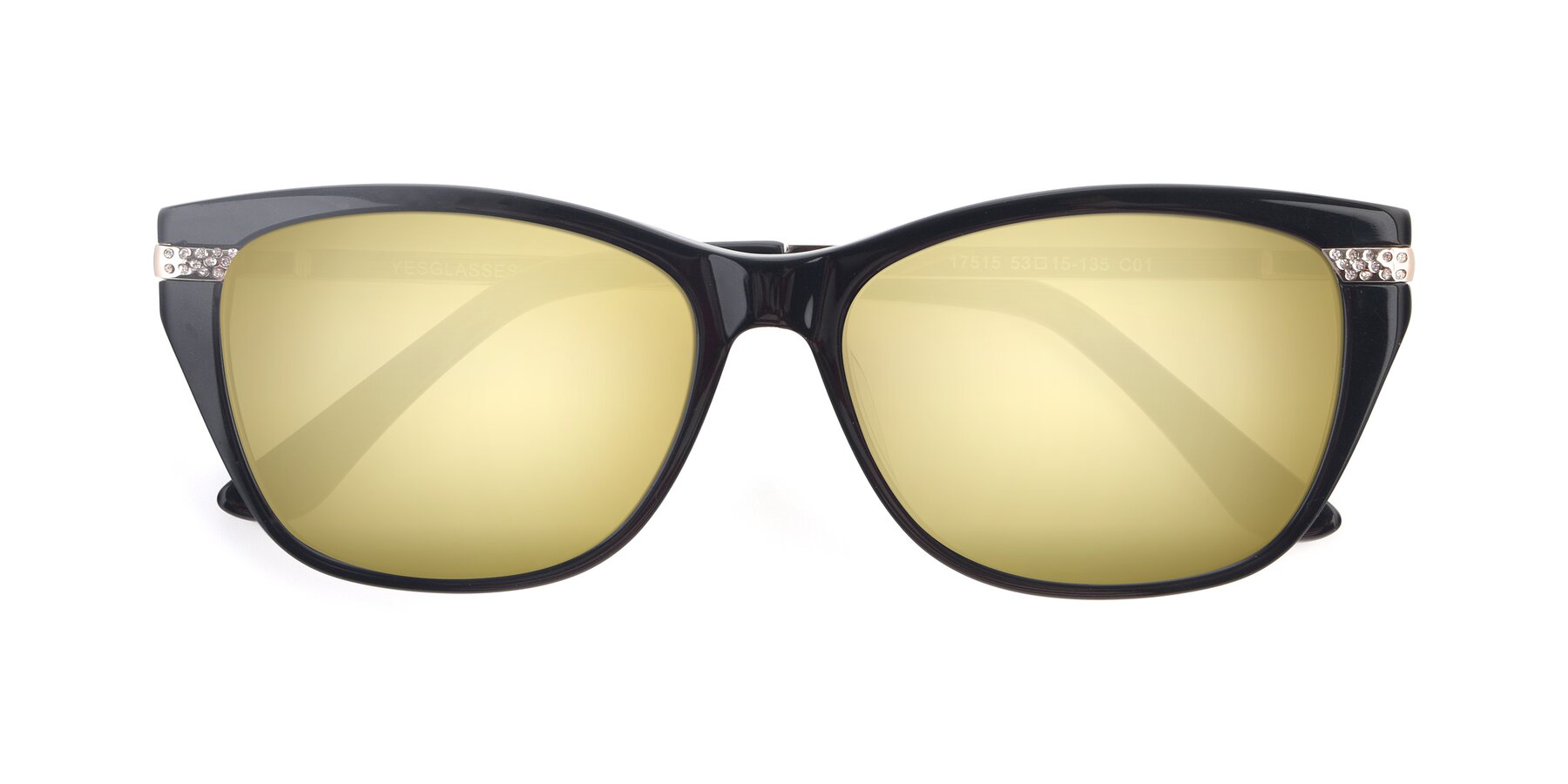 Folded Front of 17515 in Black with Gold Mirrored Lenses