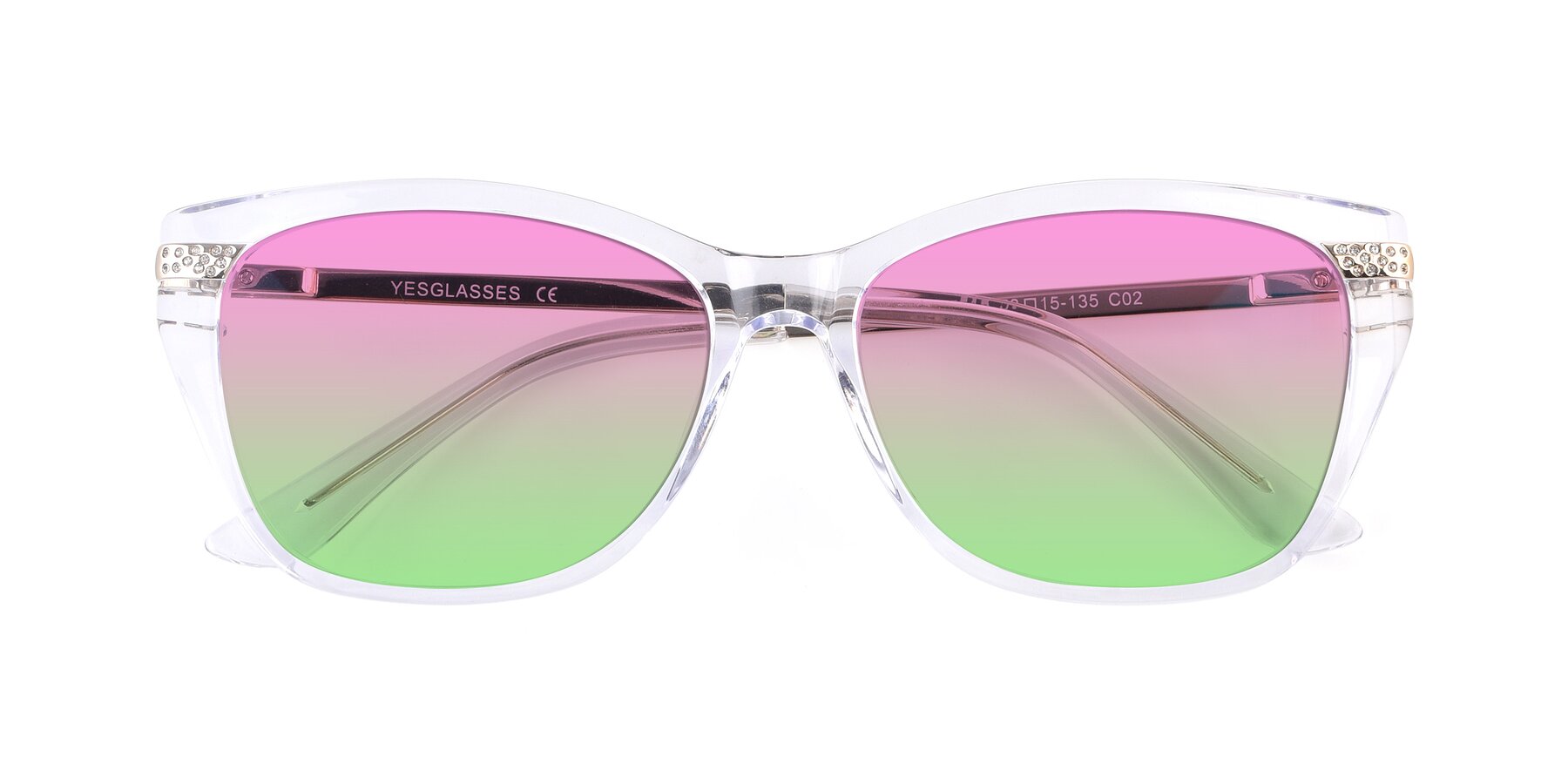 Folded Front of 17515 in Clear with Pink / Green Gradient Lenses