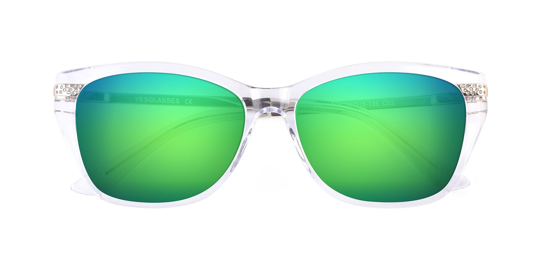 Folded Front of 17515 in Clear with Green Mirrored Lenses