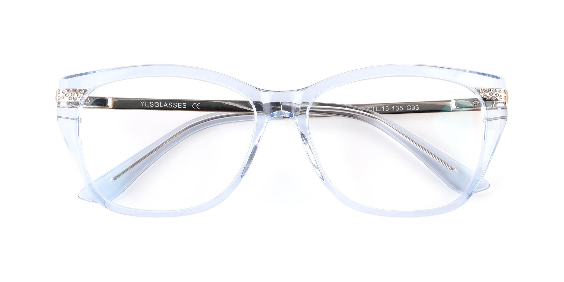 Folded Front of 17515 in Transparent Blue with Clear Reading Eyeglass Lenses
