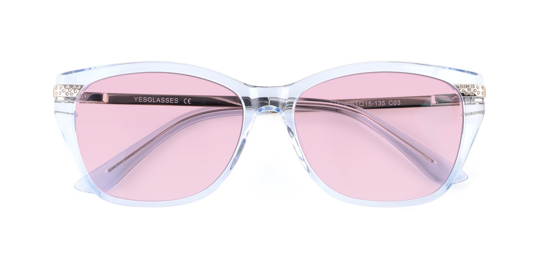 Folded Front of 17515 in Transparent Blue with Light Pink Tinted Lenses
