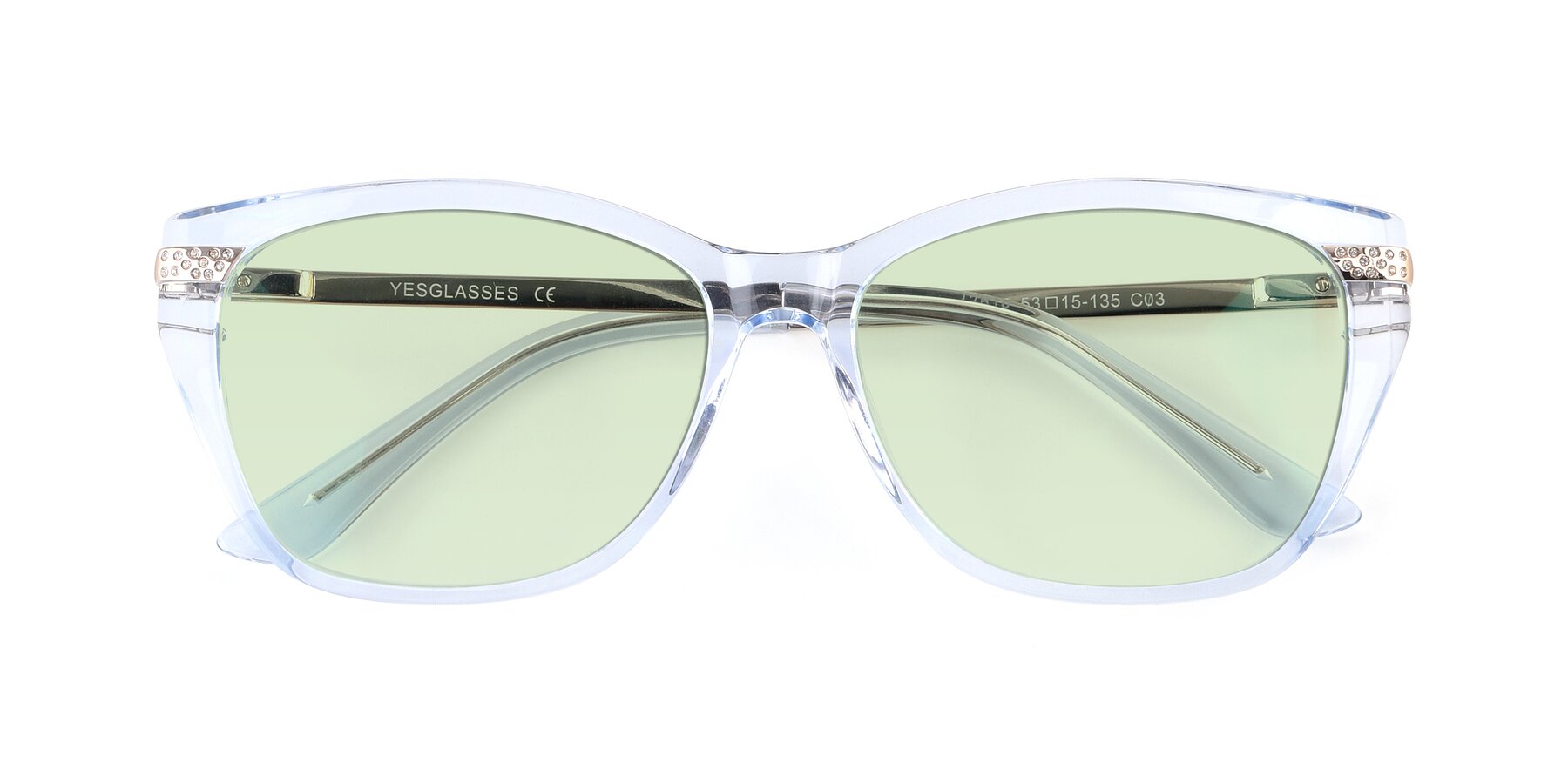 Folded Front of 17515 in Transparent Blue with Light Green Tinted Lenses