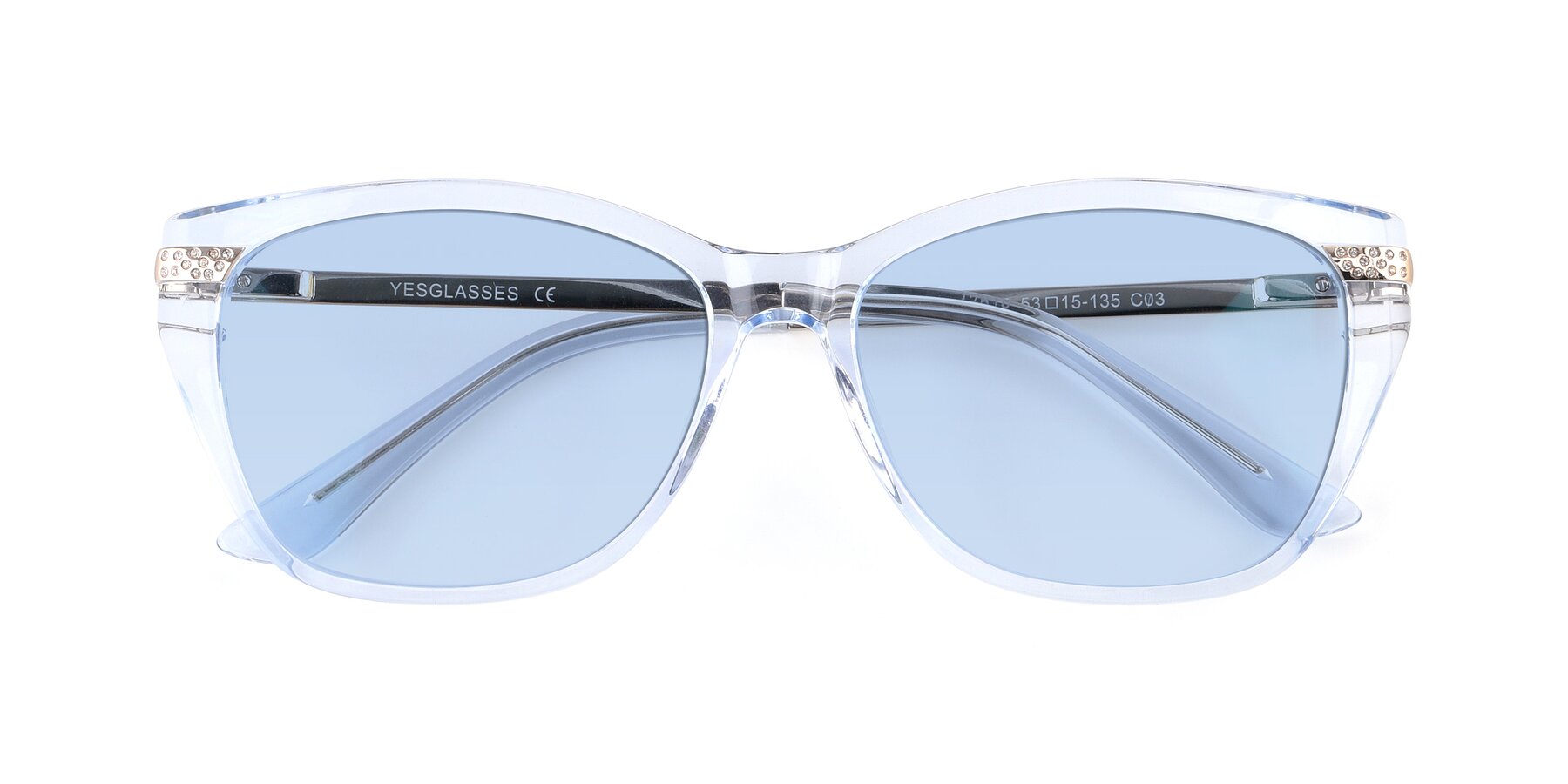 Folded Front of 17515 in Transparent Blue with Light Blue Tinted Lenses