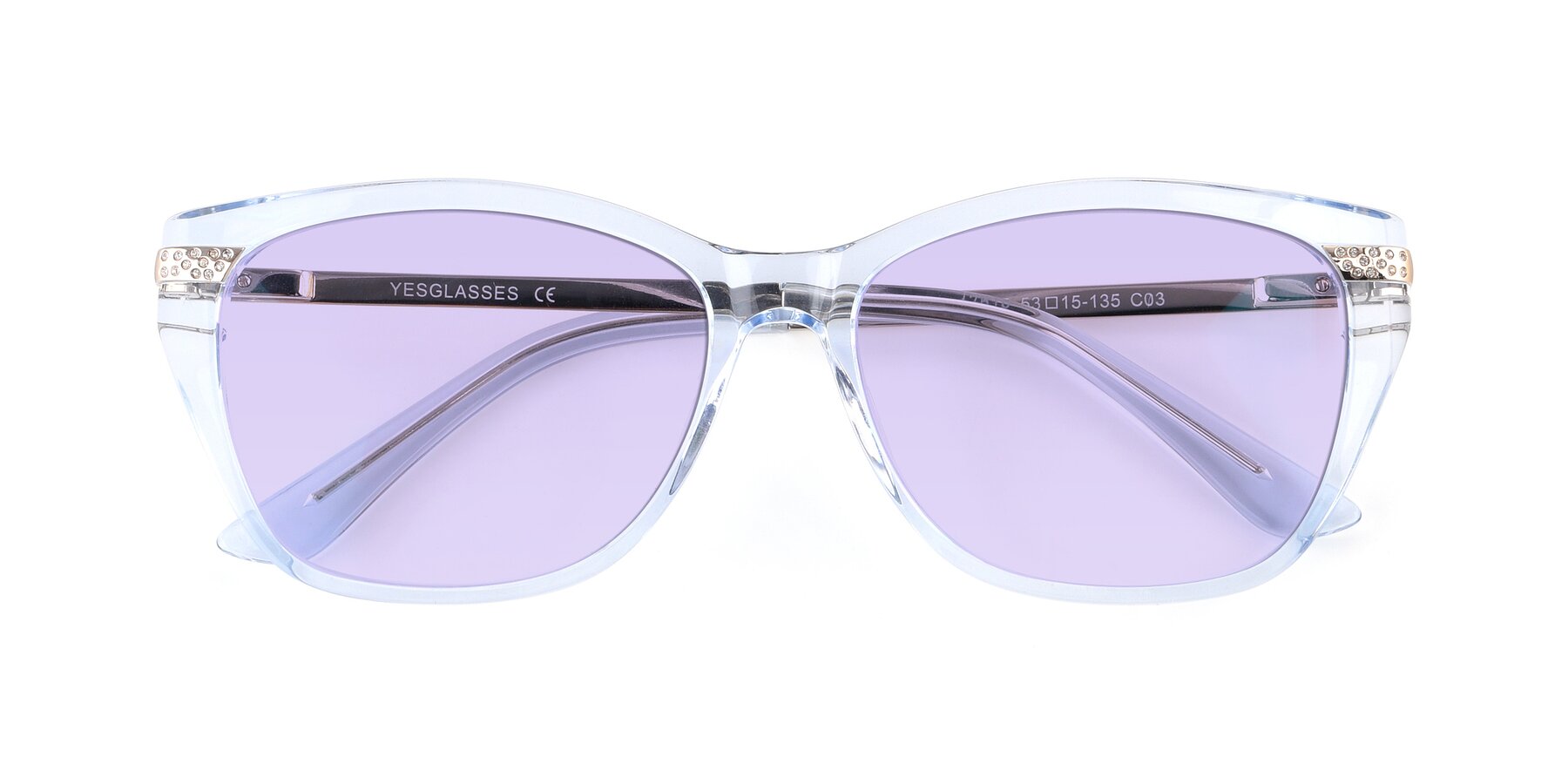 Folded Front of 17515 in Transparent Blue with Light Purple Tinted Lenses