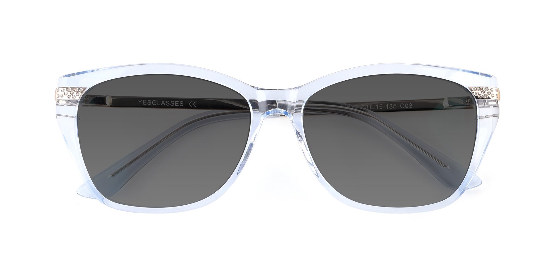 Folded Front of 17515 in Transparent Blue with Medium Gray Tinted Lenses