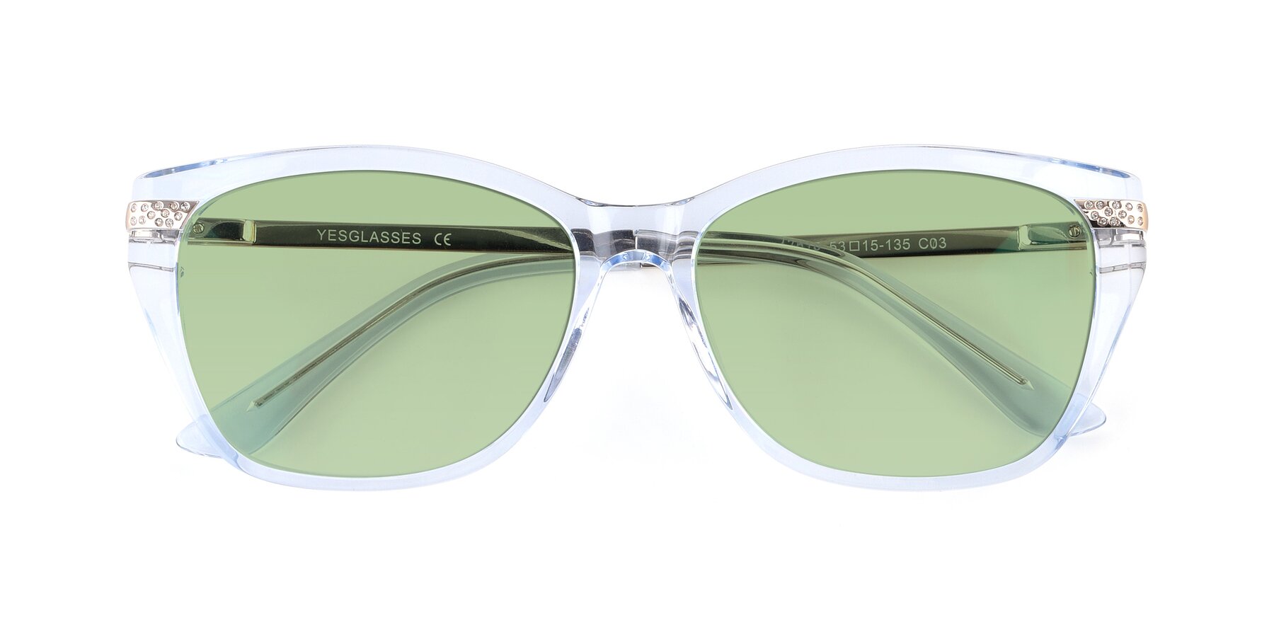 Folded Front of 17515 in Transparent Blue with Medium Green Tinted Lenses