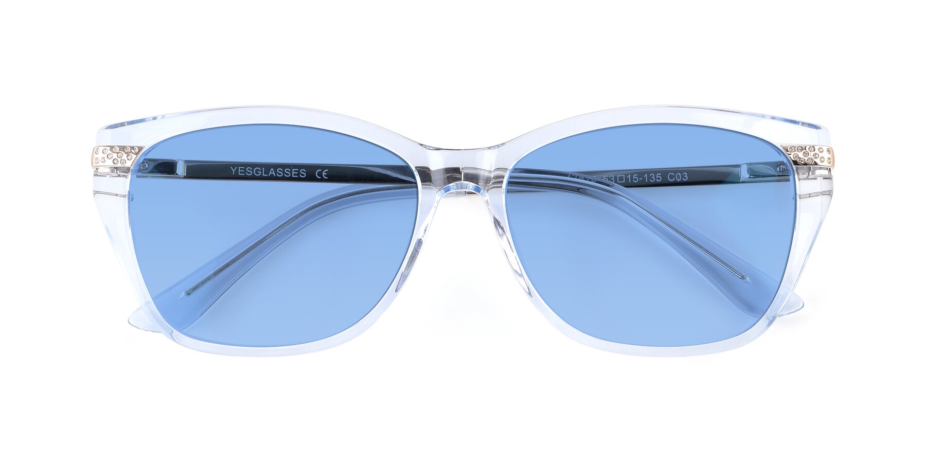 Folded Front of 17515 in Transparent Blue with Medium Blue Tinted Lenses