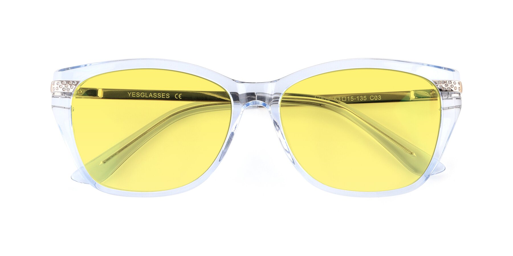 Folded Front of 17515 in Transparent Blue with Medium Yellow Tinted Lenses