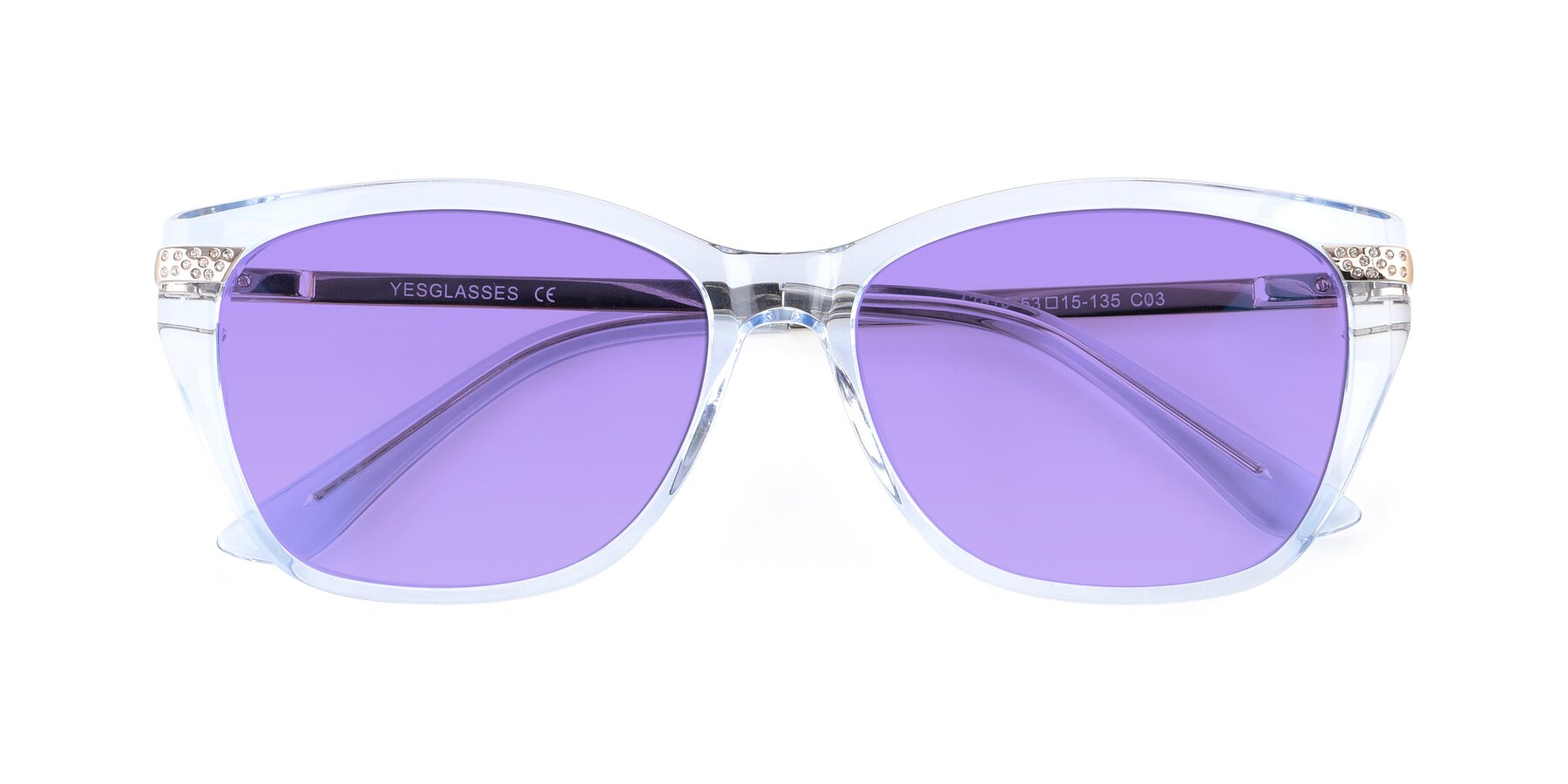 Folded Front of 17515 in Transparent Blue with Medium Purple Tinted Lenses