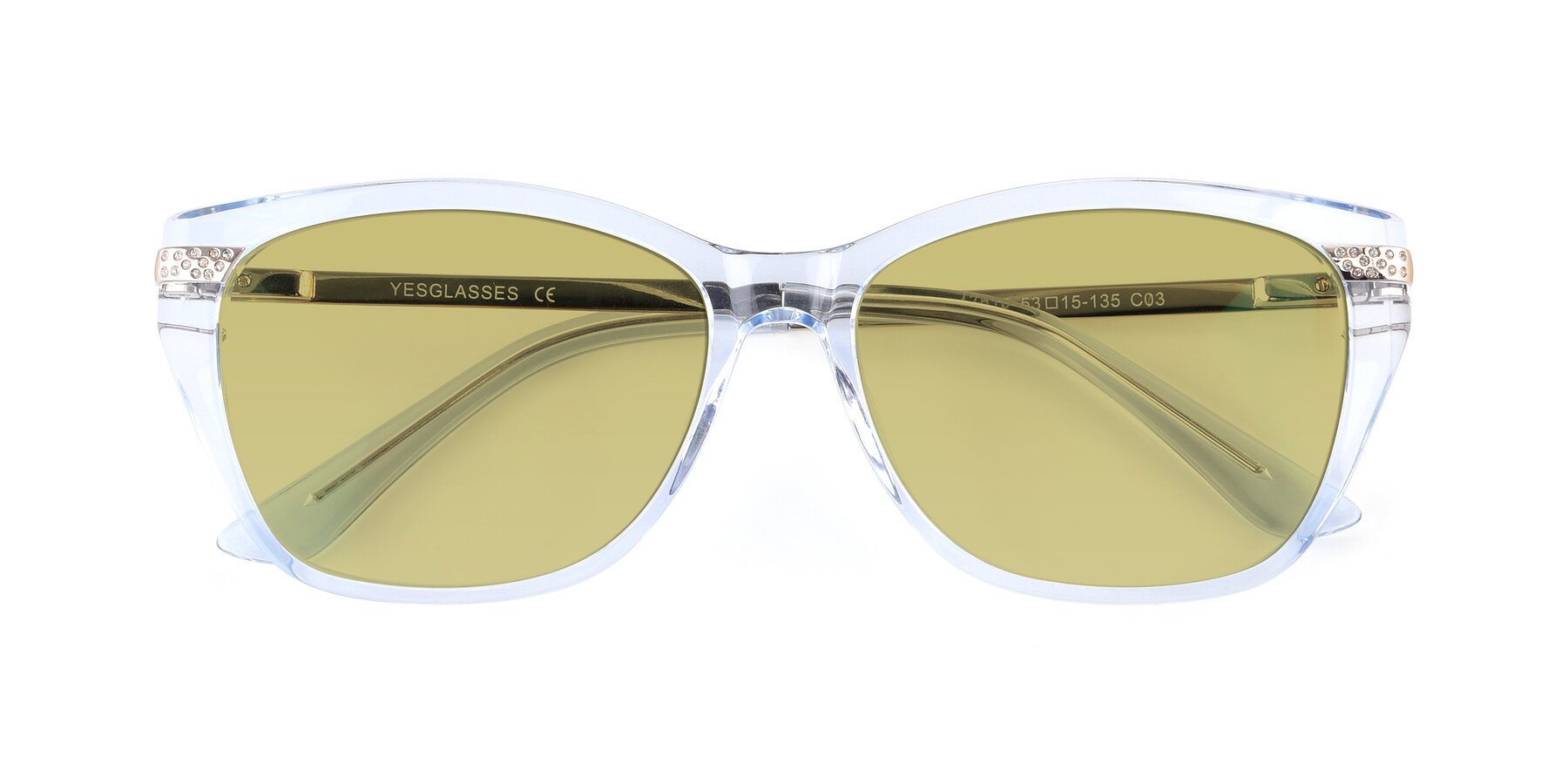 Folded Front of 17515 in Transparent Blue with Medium Champagne Tinted Lenses