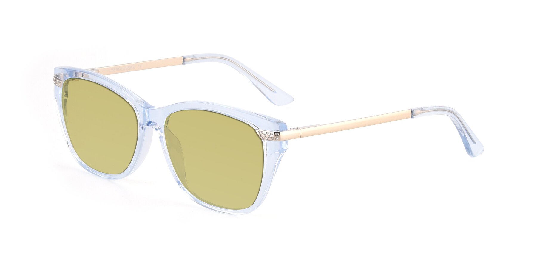 Angle of 17515 in Transparent Blue with Medium Champagne Tinted Lenses