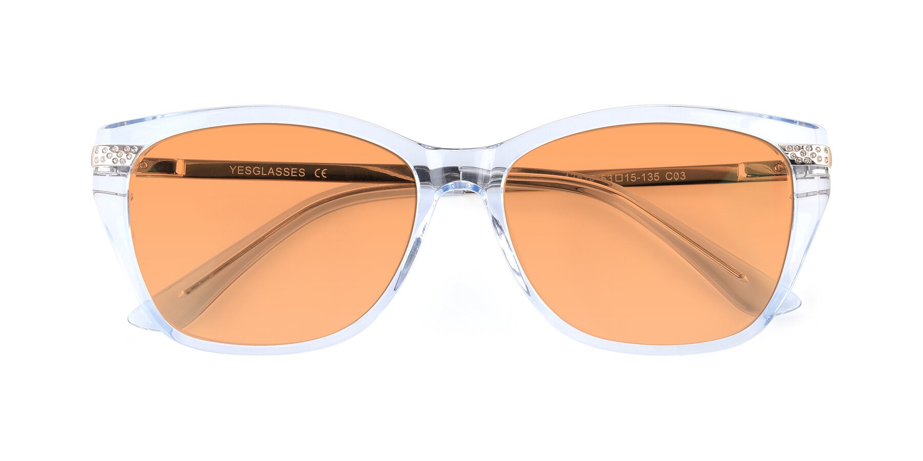 Folded Front of 17515 in Transparent Blue with Medium Orange Tinted Lenses