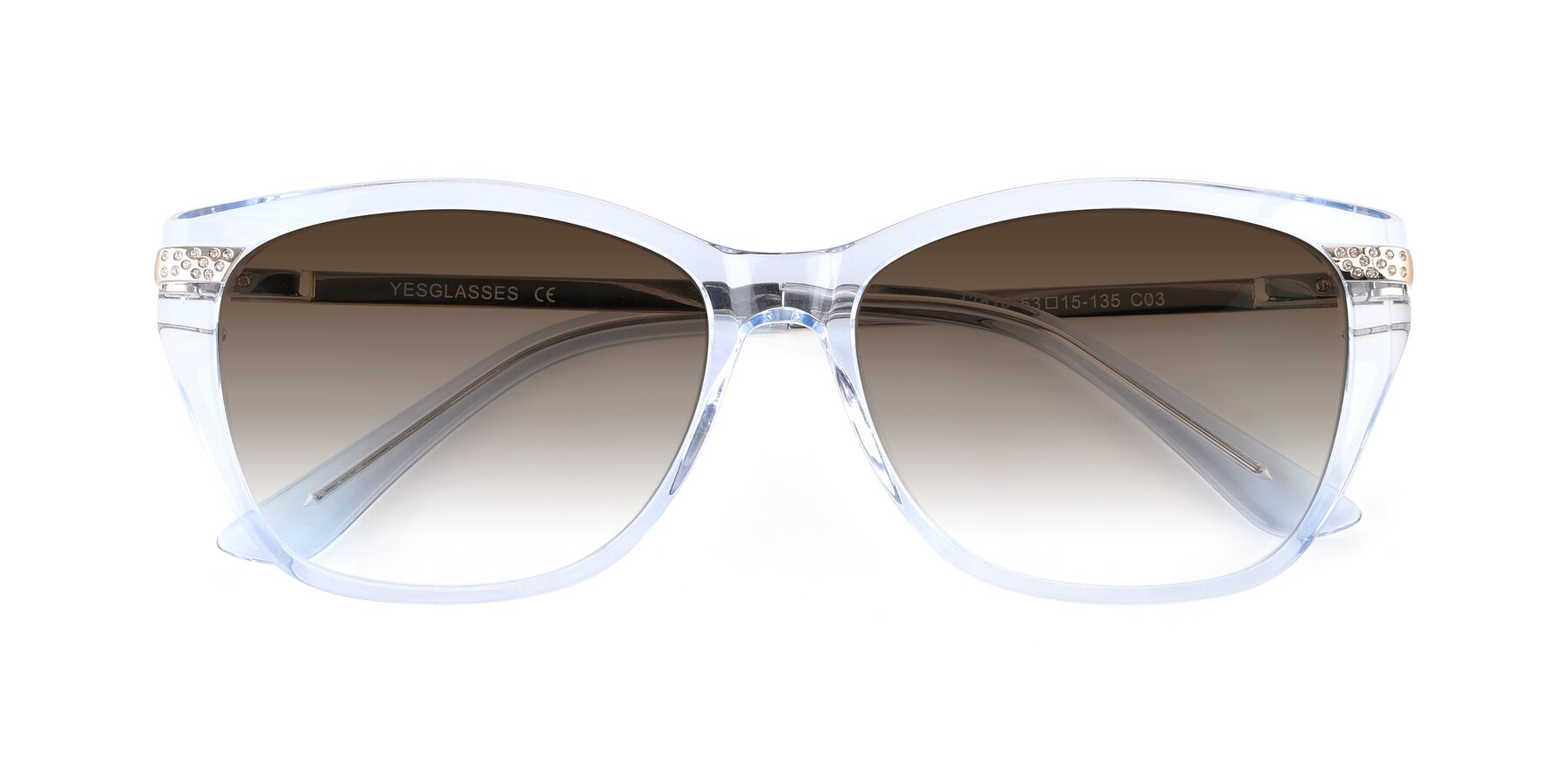 Folded Front of 17515 in Transparent Blue with Brown Gradient Lenses