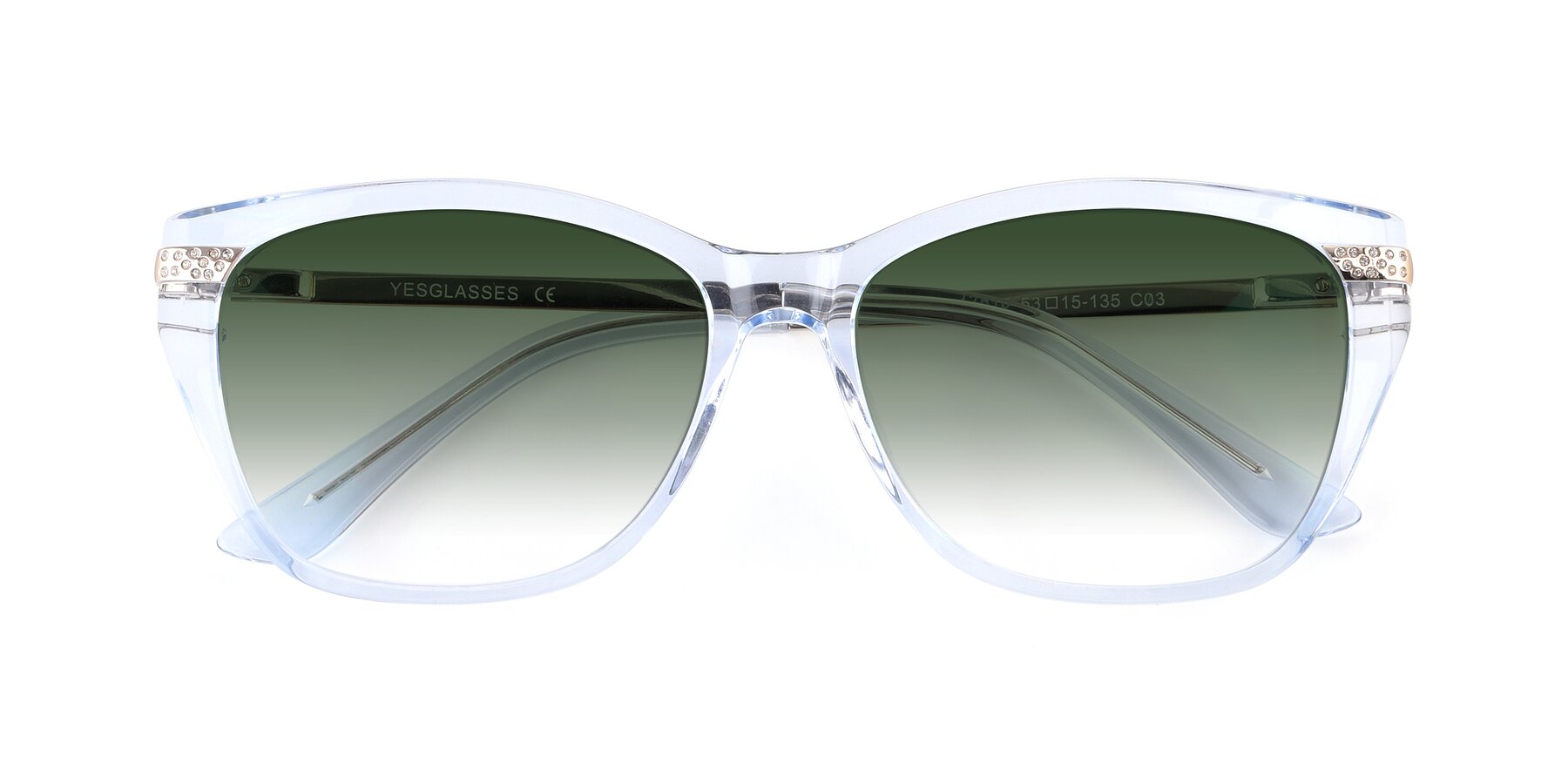 Folded Front of 17515 in Transparent Blue with Green Gradient Lenses