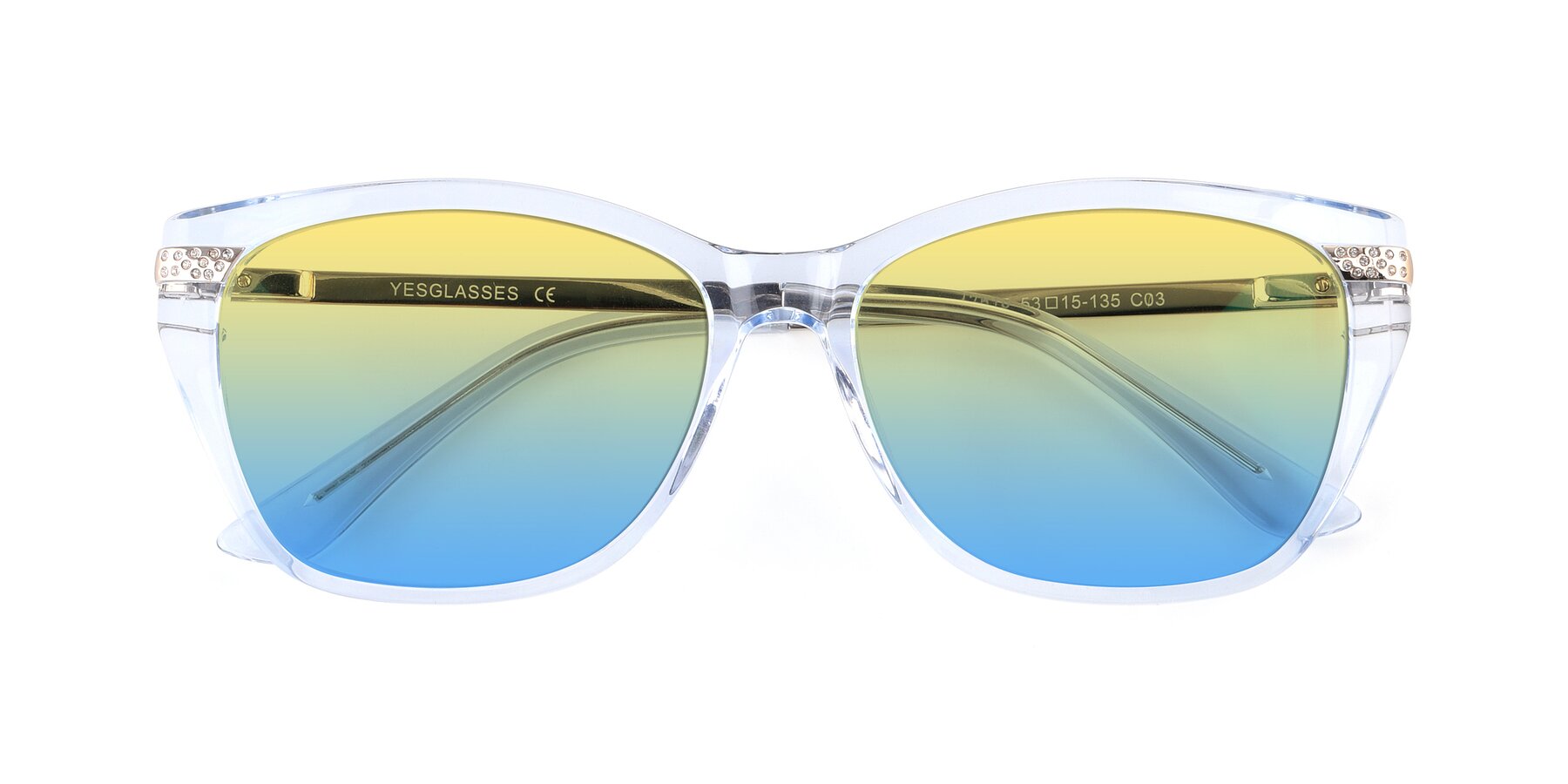 Folded Front of 17515 in Transparent Blue with Yellow / Blue Gradient Lenses