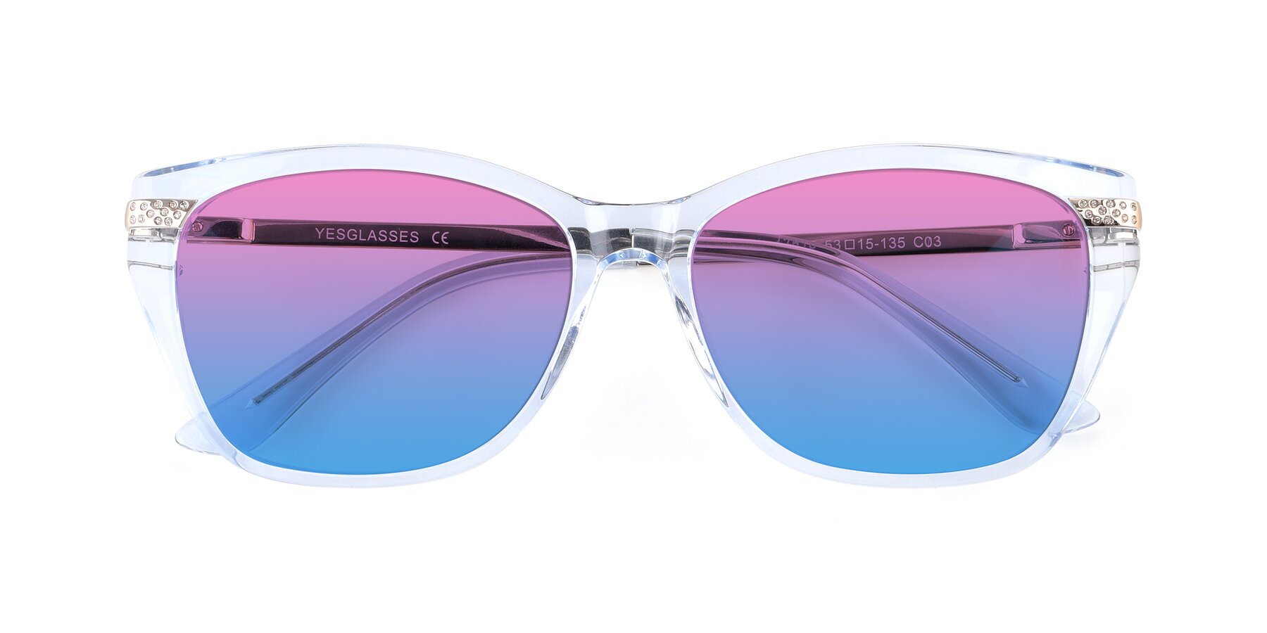 Folded Front of 17515 in Transparent Blue with Pink / Blue Gradient Lenses