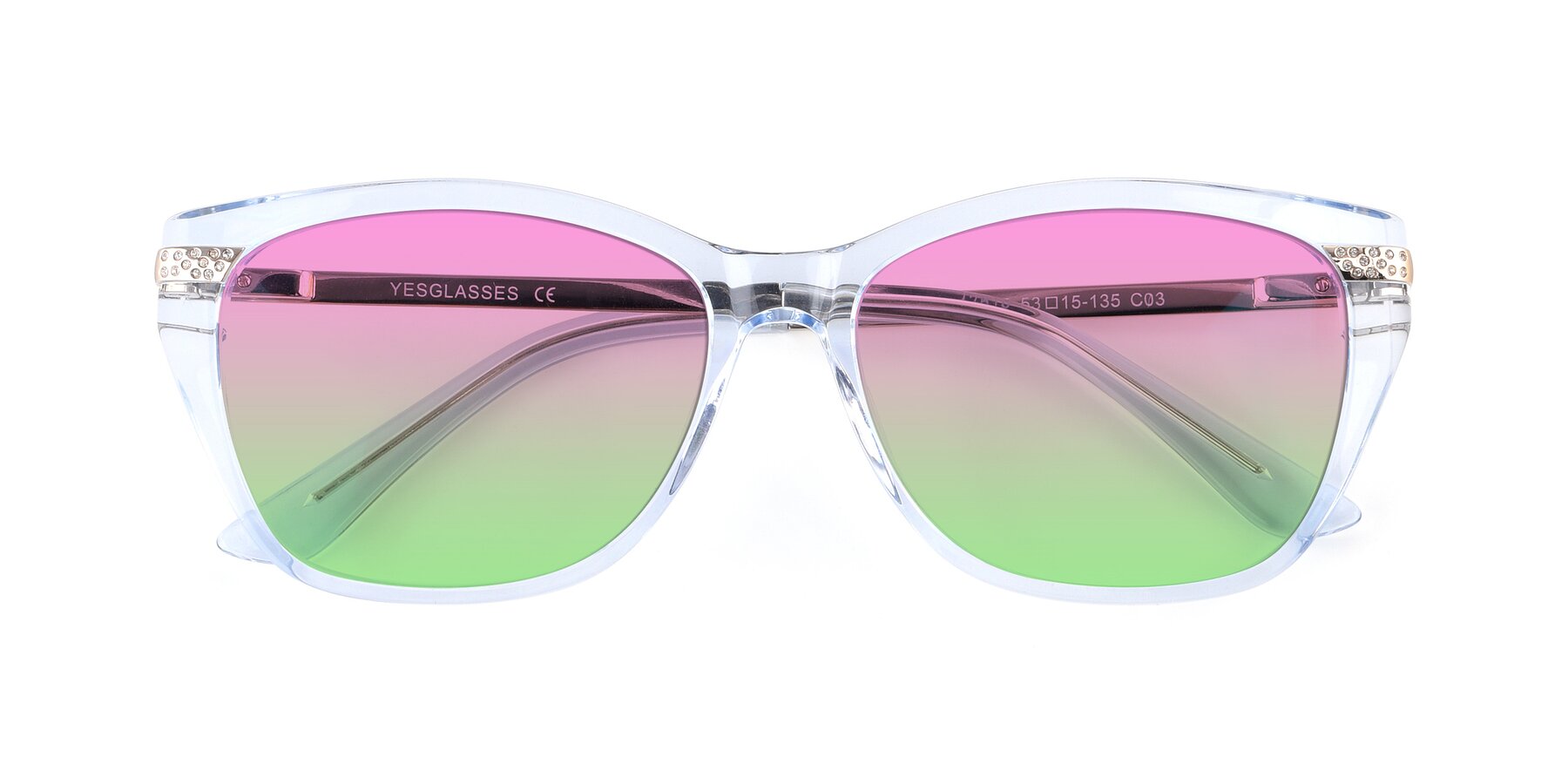 Folded Front of 17515 in Transparent Blue with Pink / Green Gradient Lenses