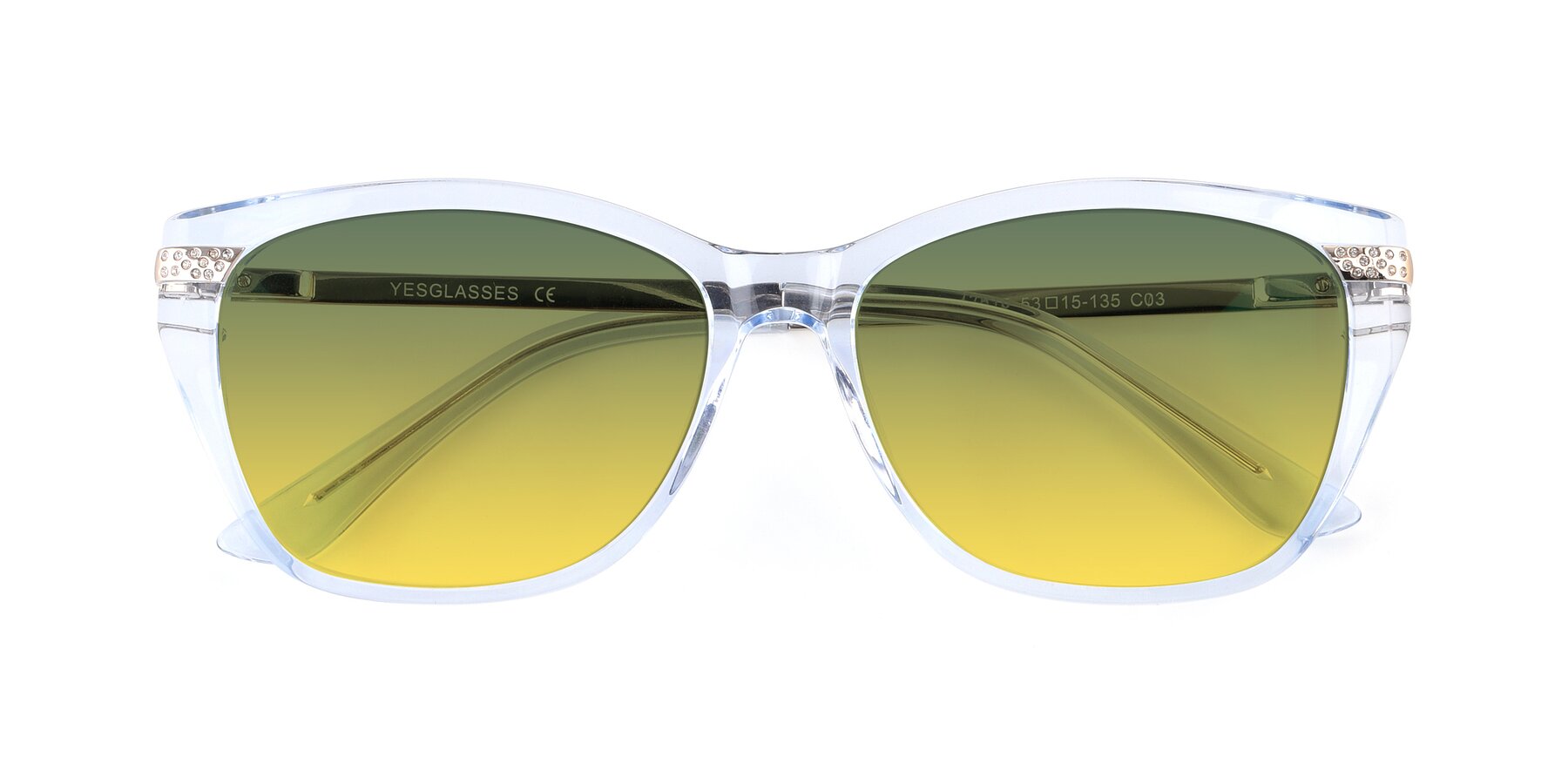 Folded Front of 17515 in Transparent Blue with Green / Yellow Gradient Lenses
