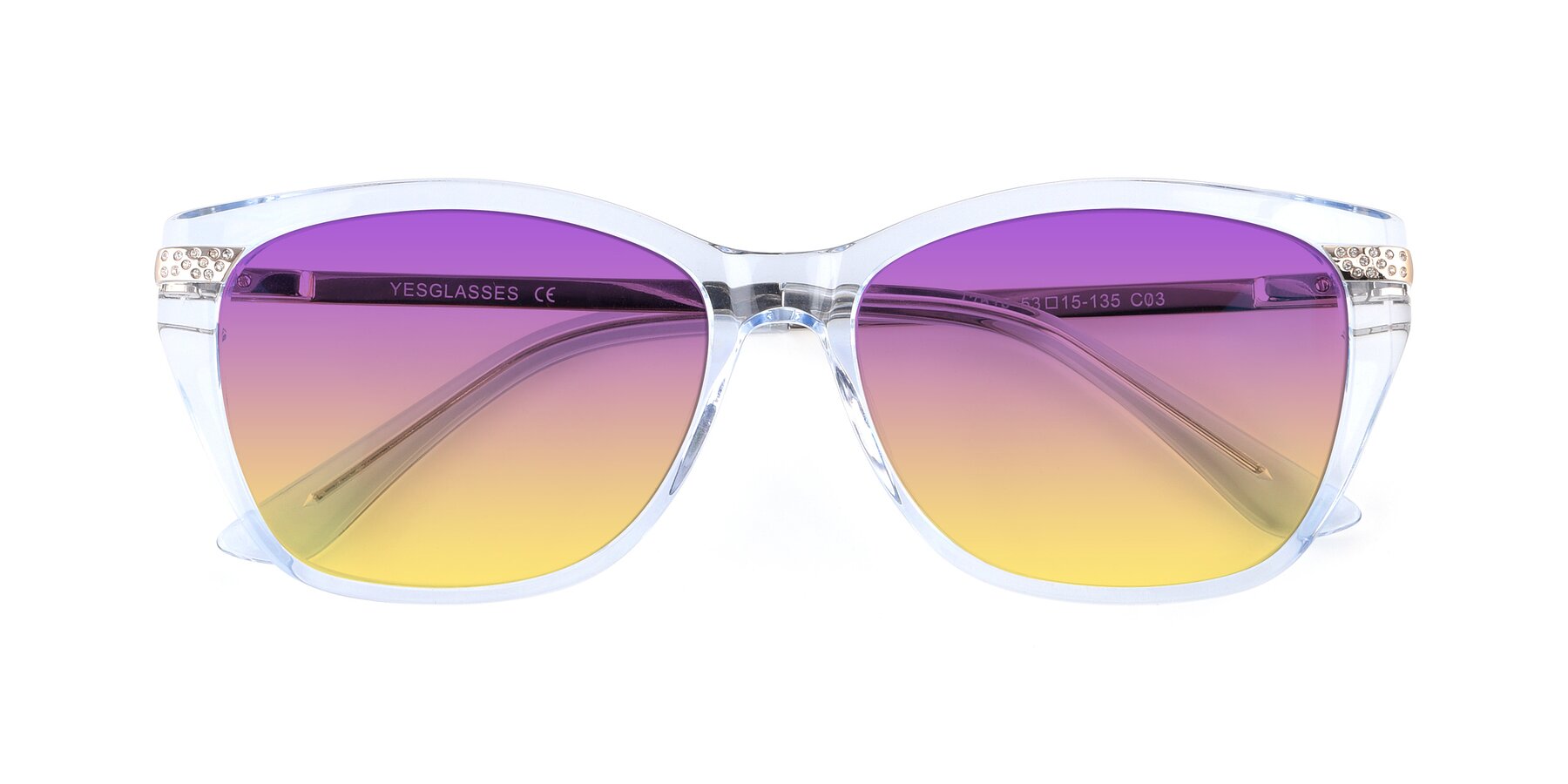 Folded Front of 17515 in Transparent Blue with Purple / Yellow Gradient Lenses