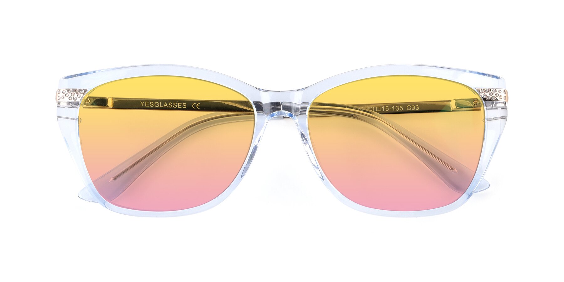 Folded Front of 17515 in Transparent Blue with Yellow / Pink Gradient Lenses