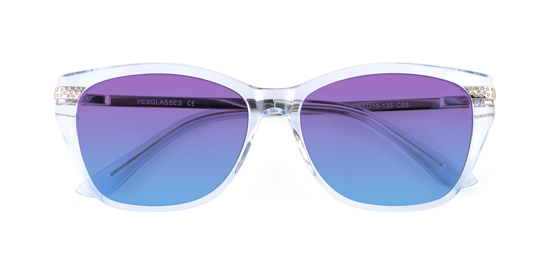 Folded Front of 17515 in Transparent Blue with Purple / Blue Gradient Lenses