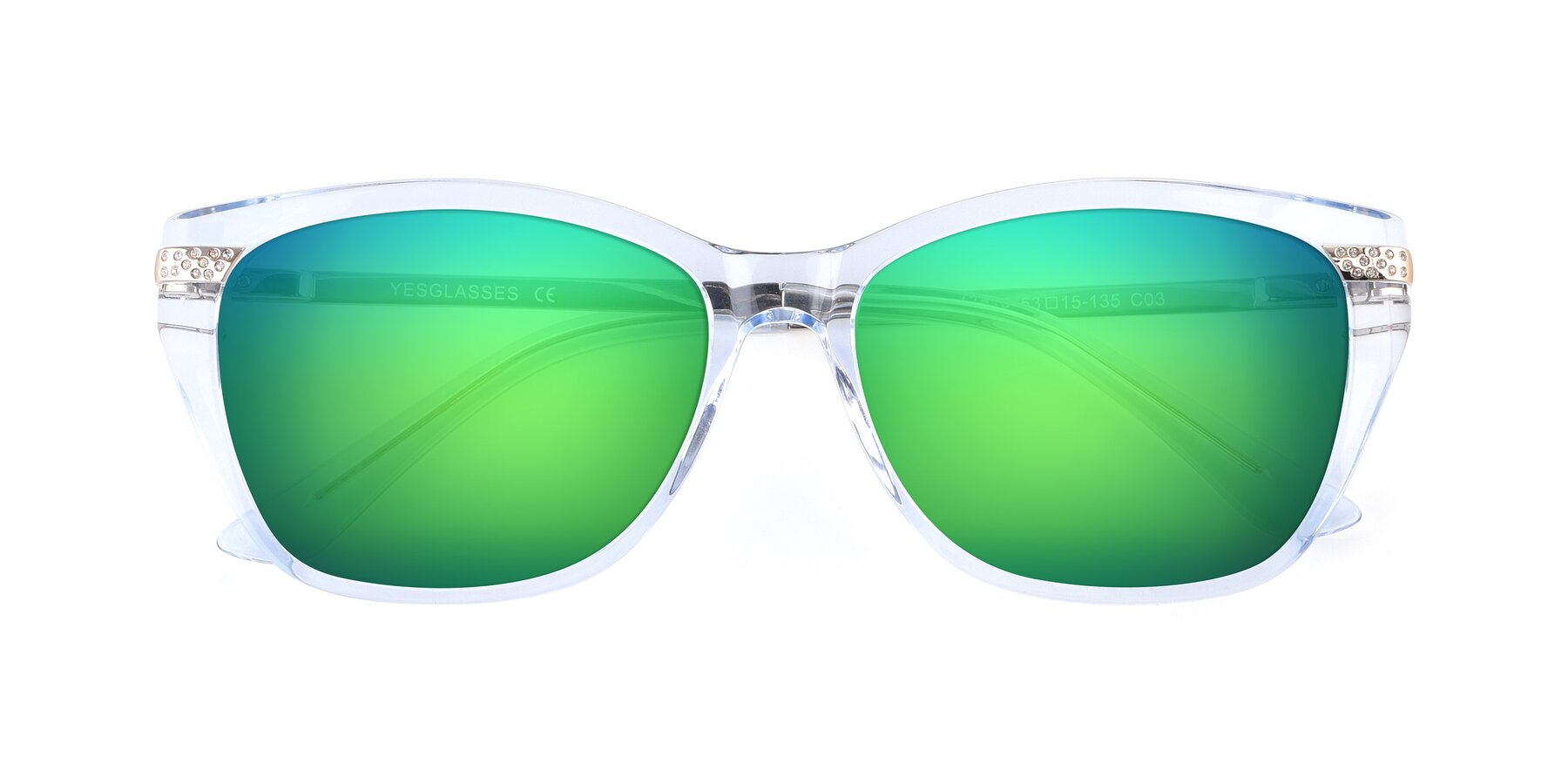 Folded Front of 17515 in Transparent Blue with Green Mirrored Lenses