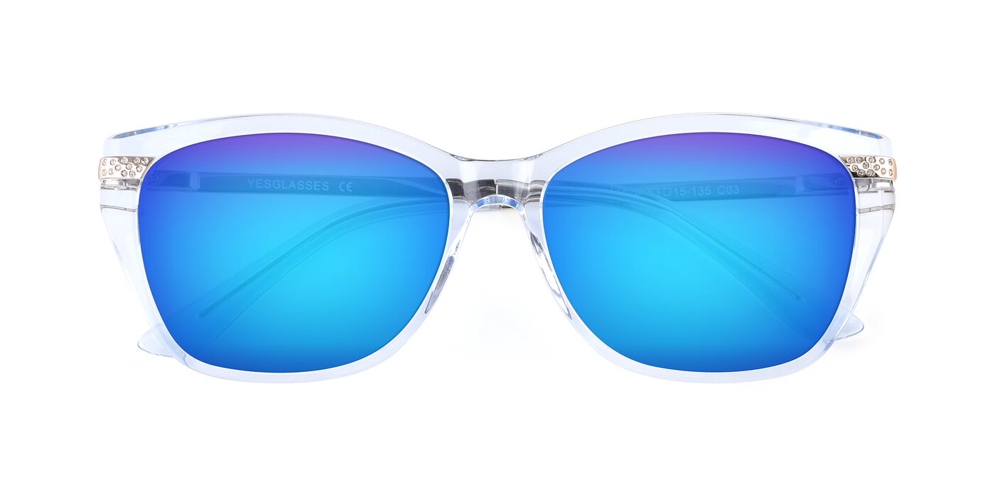17515 - Transparent Blue Flash Mirrored Sunglasses
