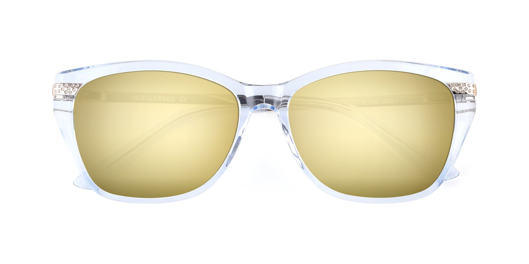 Folded Front of 17515 in Transparent Blue with Gold Mirrored Lenses