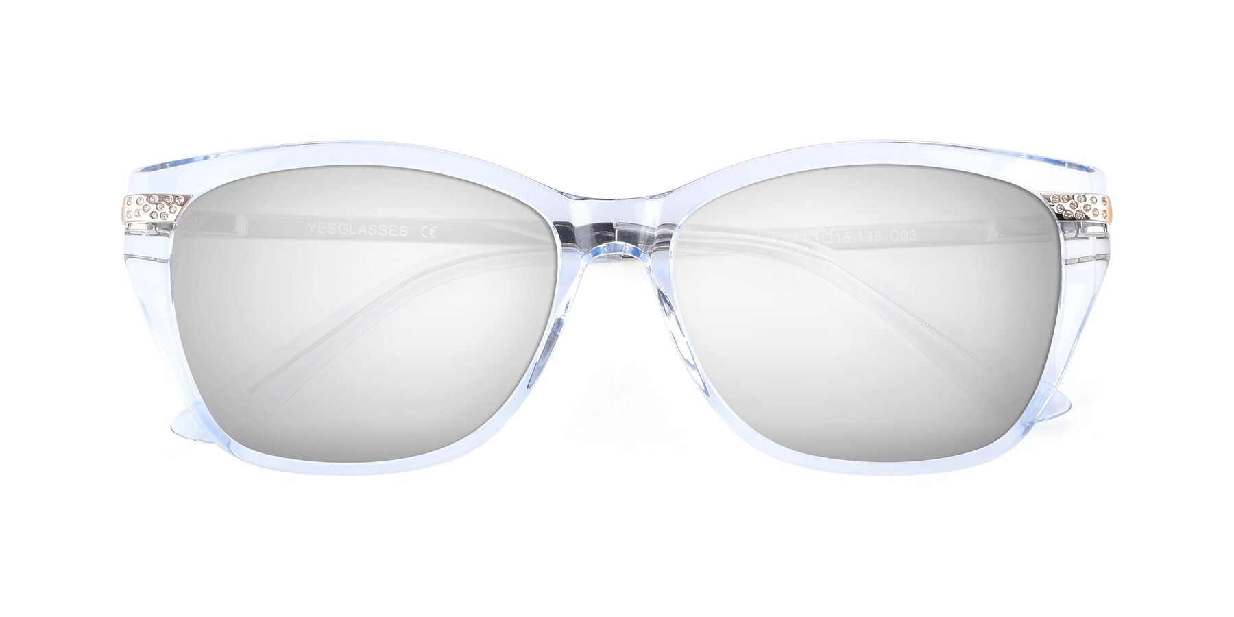 Folded Front of 17515 in Transparent Blue with Silver Mirrored Lenses