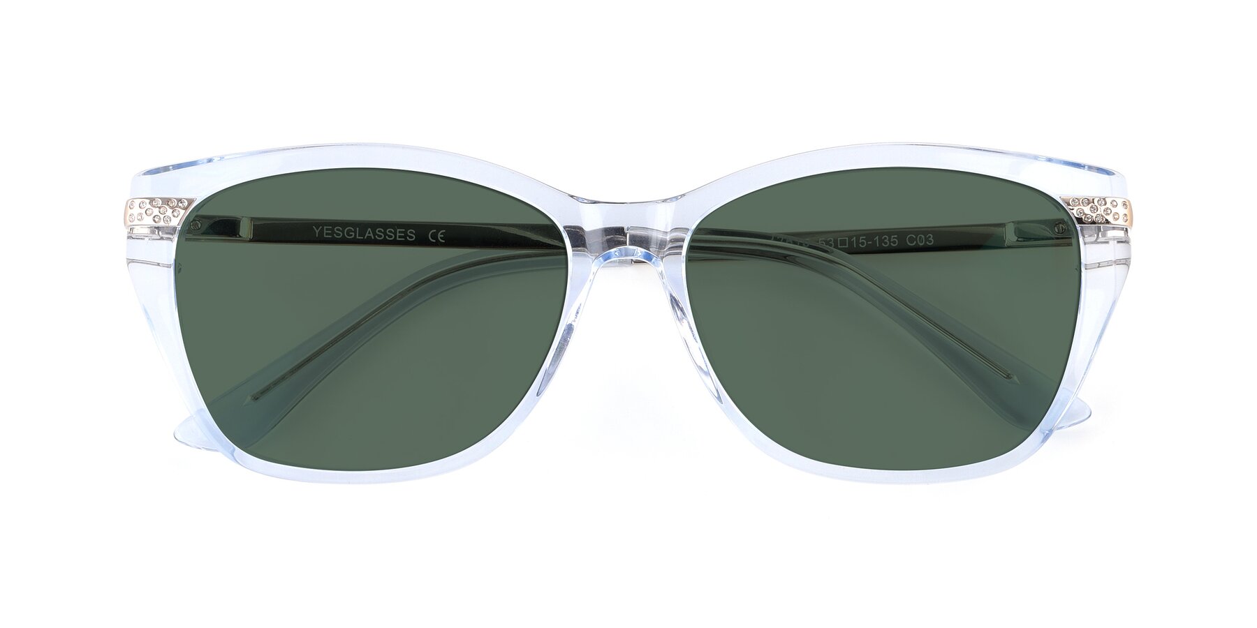 Folded Front of 17515 in Transparent Blue with Green Polarized Lenses