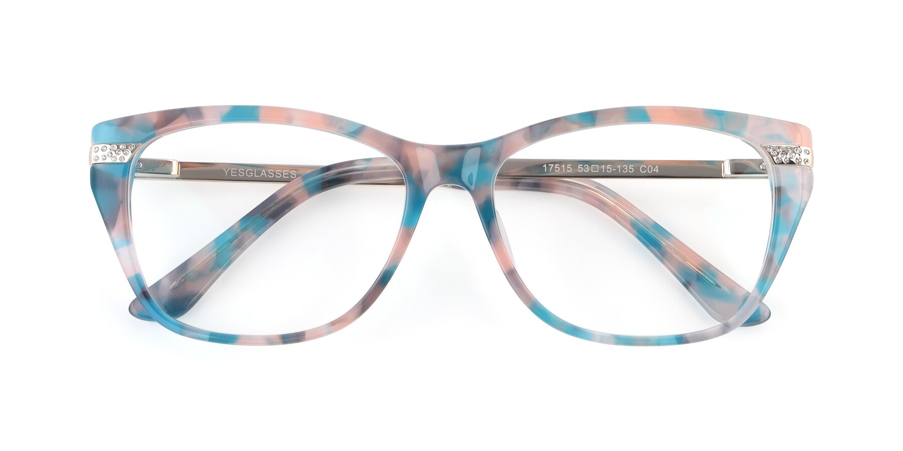 Folded Front of 17515 in Floral with Clear Blue Light Blocking Lenses