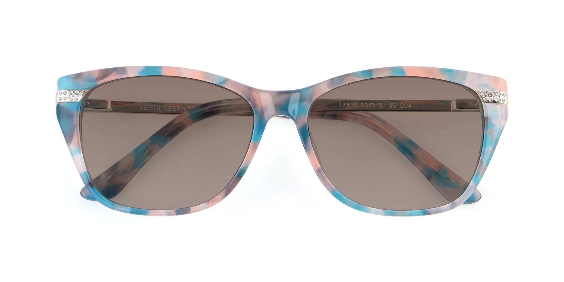 Folded Front of 17515 in Floral with Medium Brown Tinted Lenses