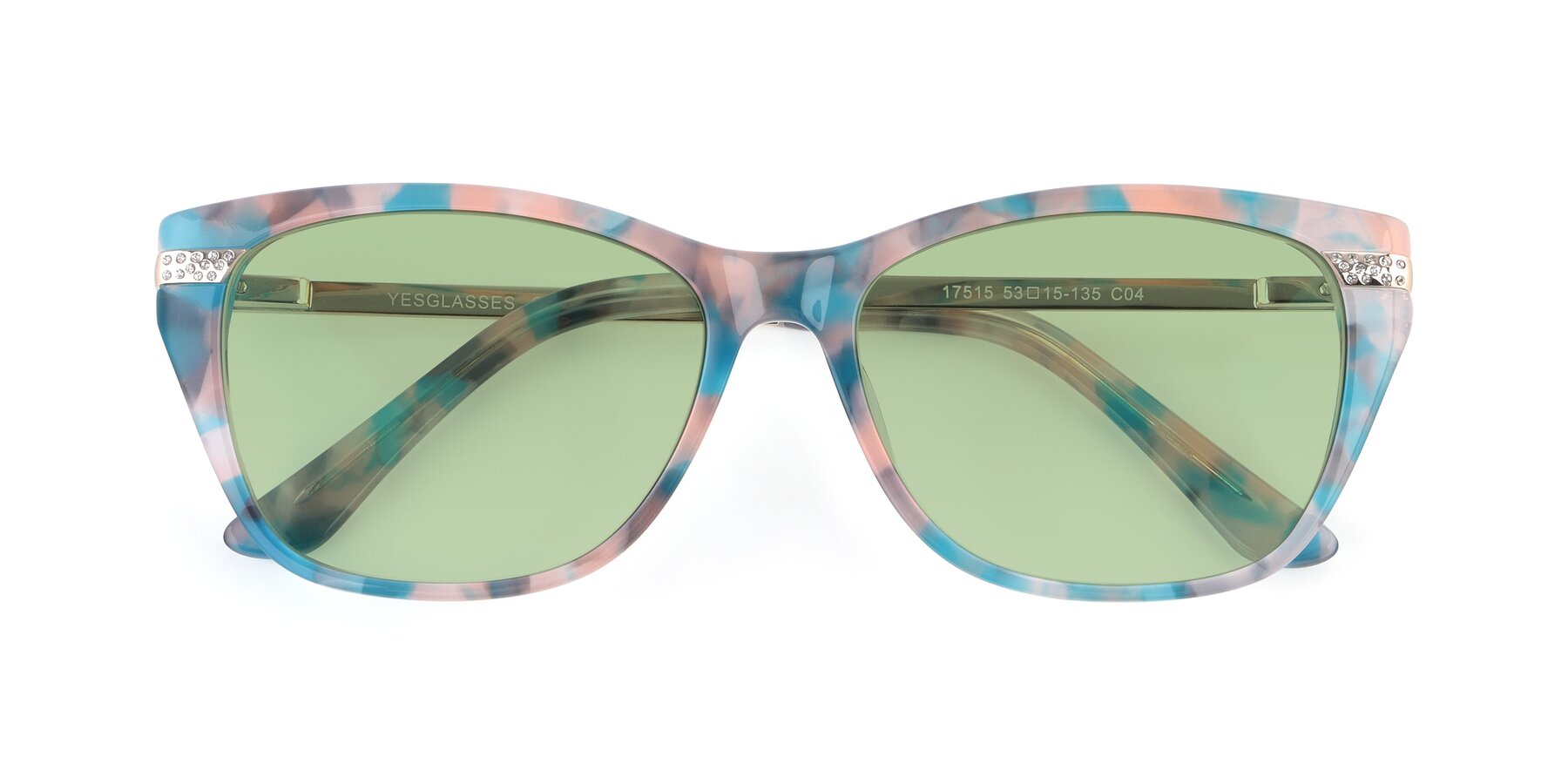 Folded Front of 17515 in Floral with Medium Green Tinted Lenses