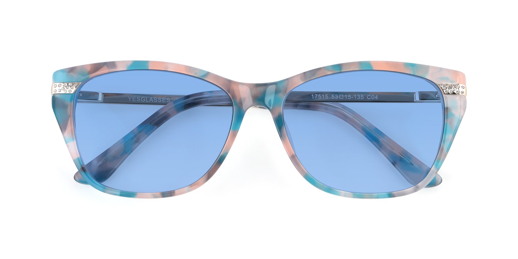 Folded Front of 17515 in Floral with Medium Blue Tinted Lenses