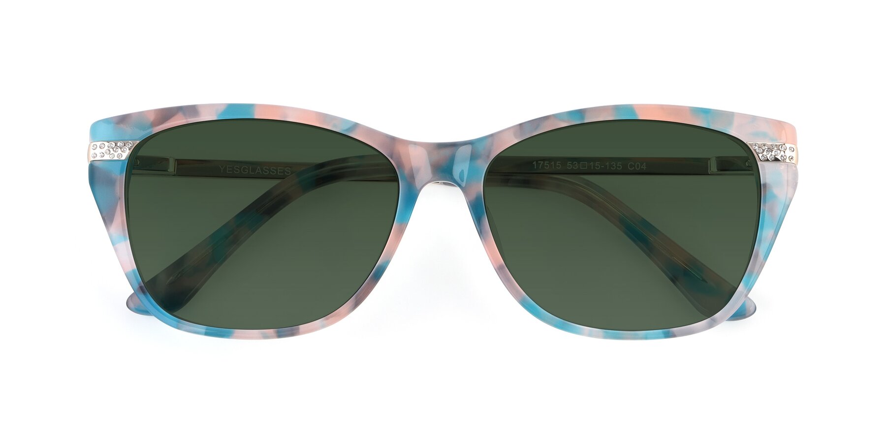 Folded Front of 17515 in Floral with Green Tinted Lenses