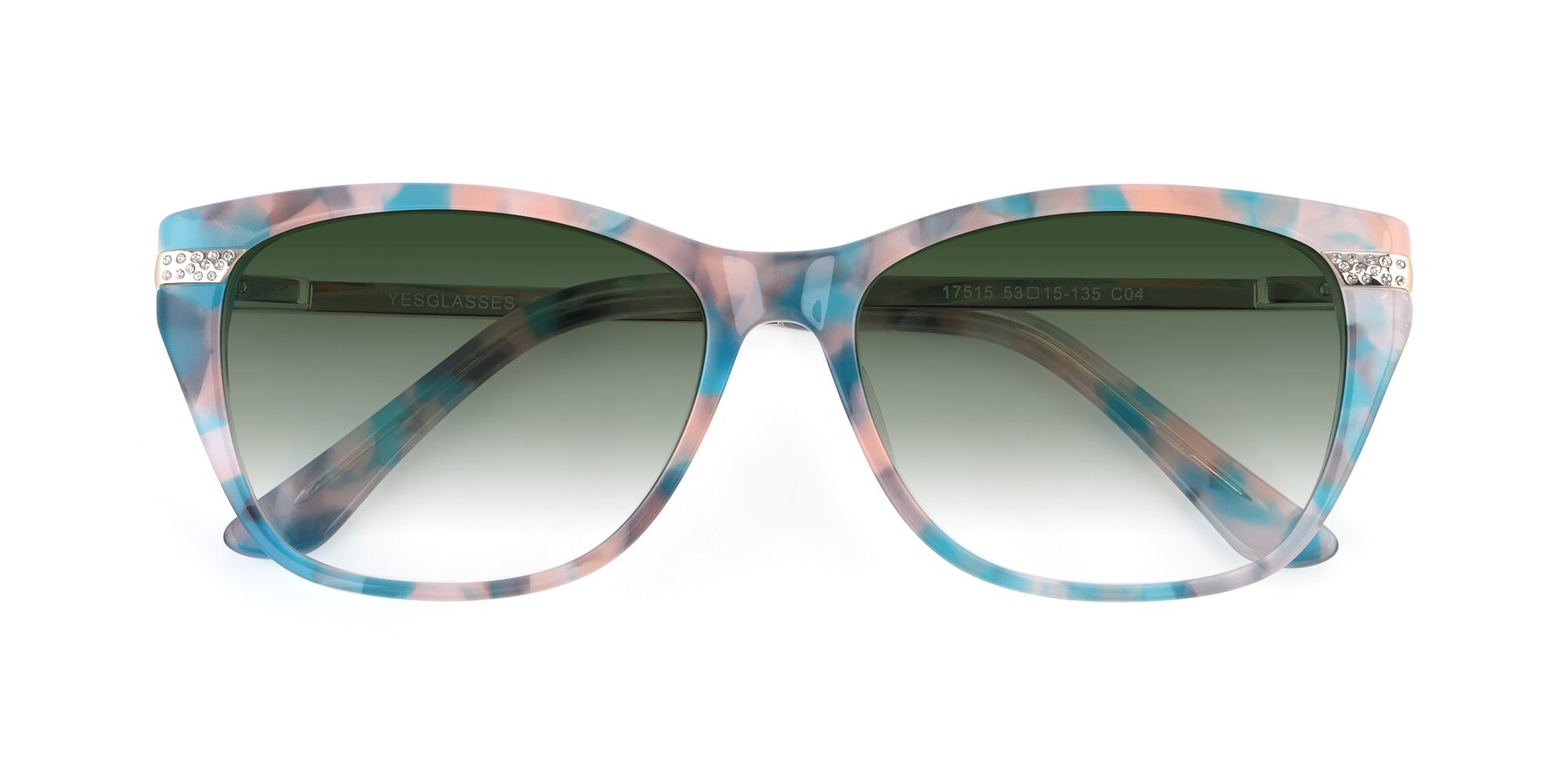 Folded Front of 17515 in Floral with Green Gradient Lenses