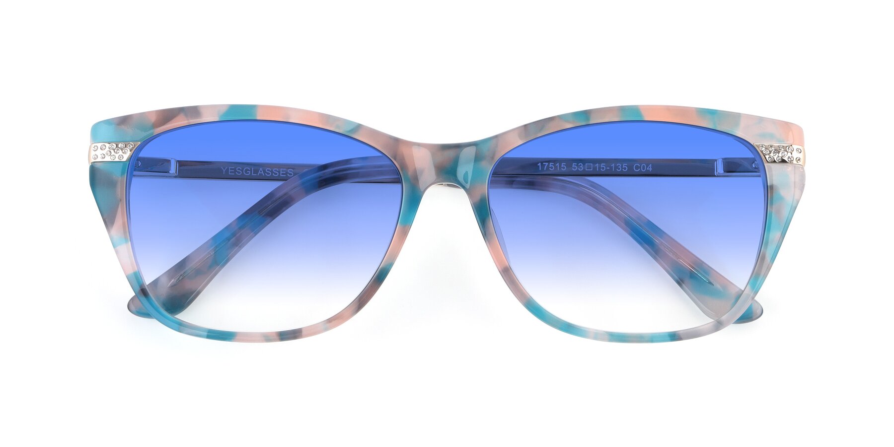 Folded Front of 17515 in Floral with Blue Gradient Lenses