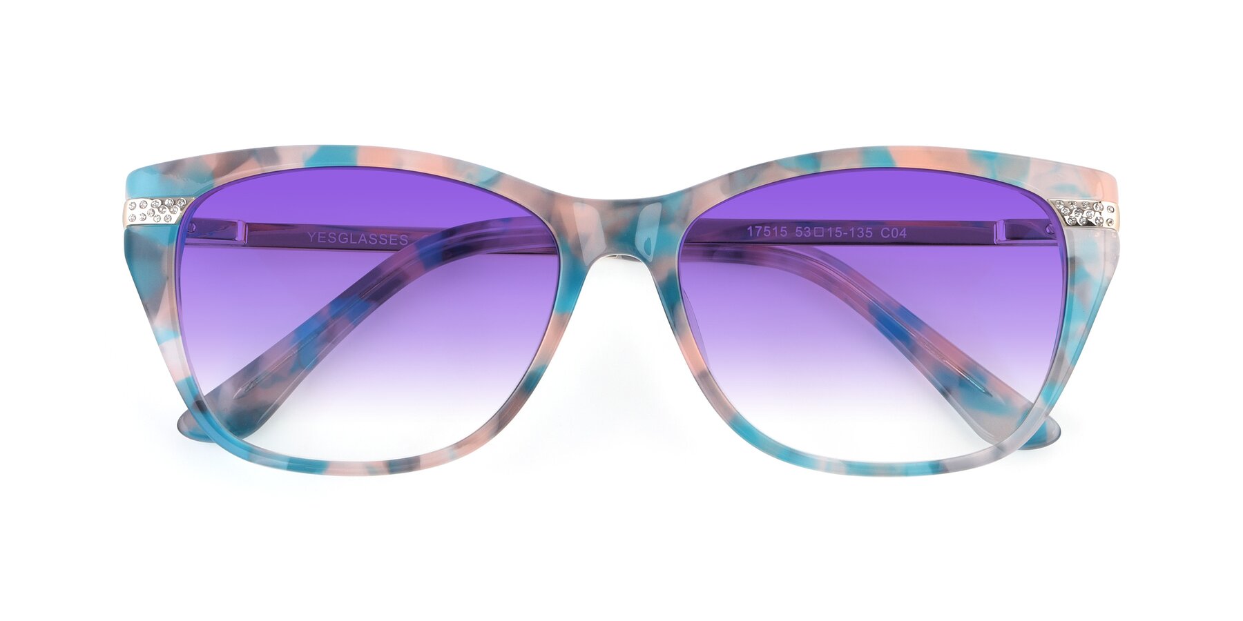 Folded Front of 17515 in Floral with Purple Gradient Lenses