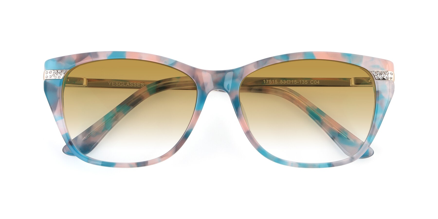 Folded Front of 17515 in Floral with Champagne Gradient Lenses