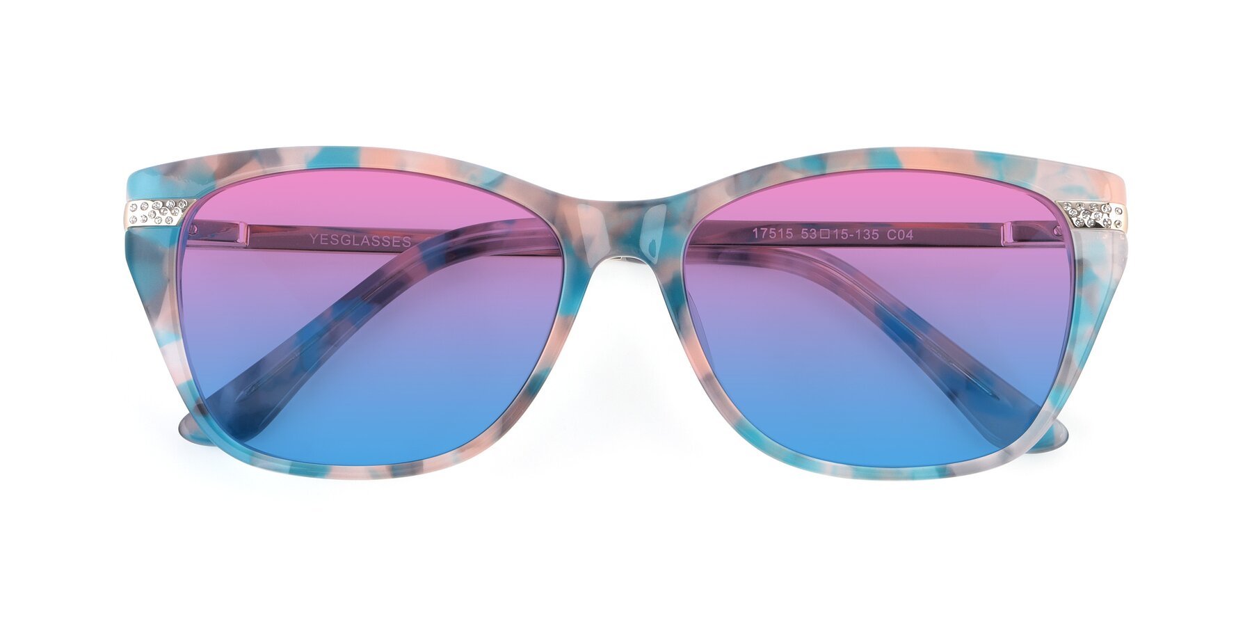 Folded Front of 17515 in Floral with Pink / Blue Gradient Lenses