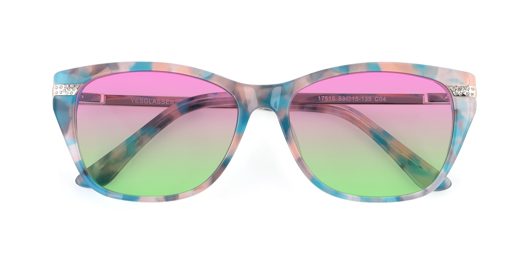 Folded Front of 17515 in Floral with Pink / Green Gradient Lenses