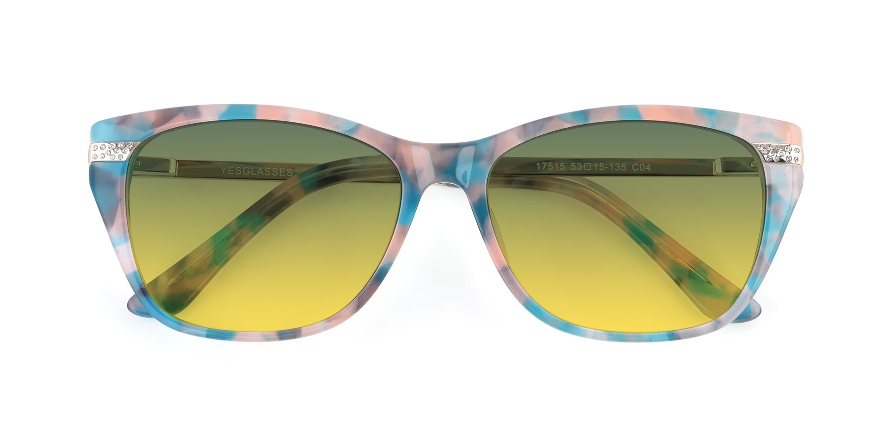 Folded Front of 17515 in Floral with Green / Yellow Gradient Lenses
