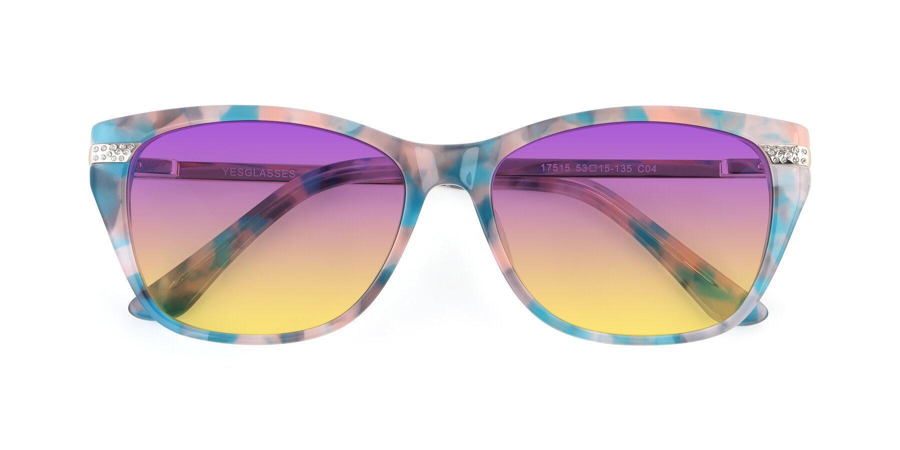 Folded Front of 17515 in Floral with Purple / Yellow Gradient Lenses