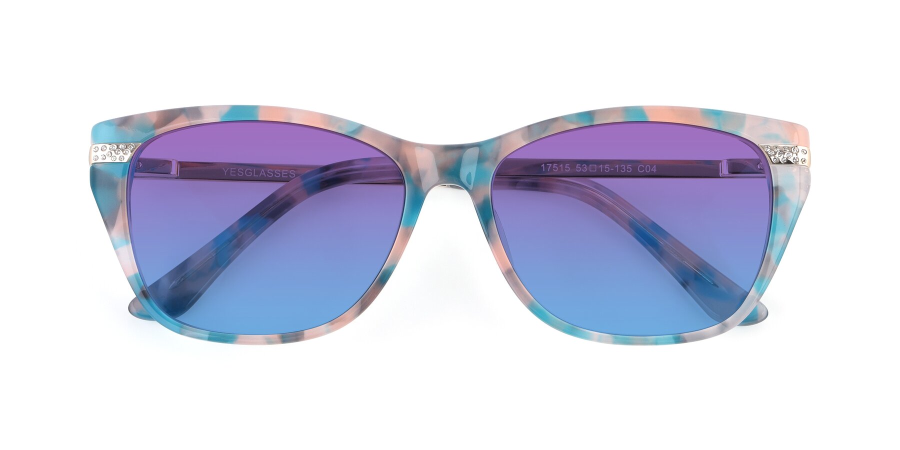 Folded Front of 17515 in Floral with Purple / Blue Gradient Lenses