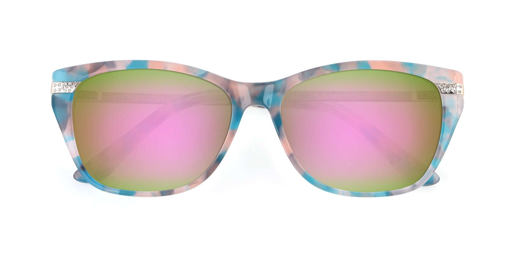 Folded Front of 17515 in Floral with Pink Mirrored Lenses
