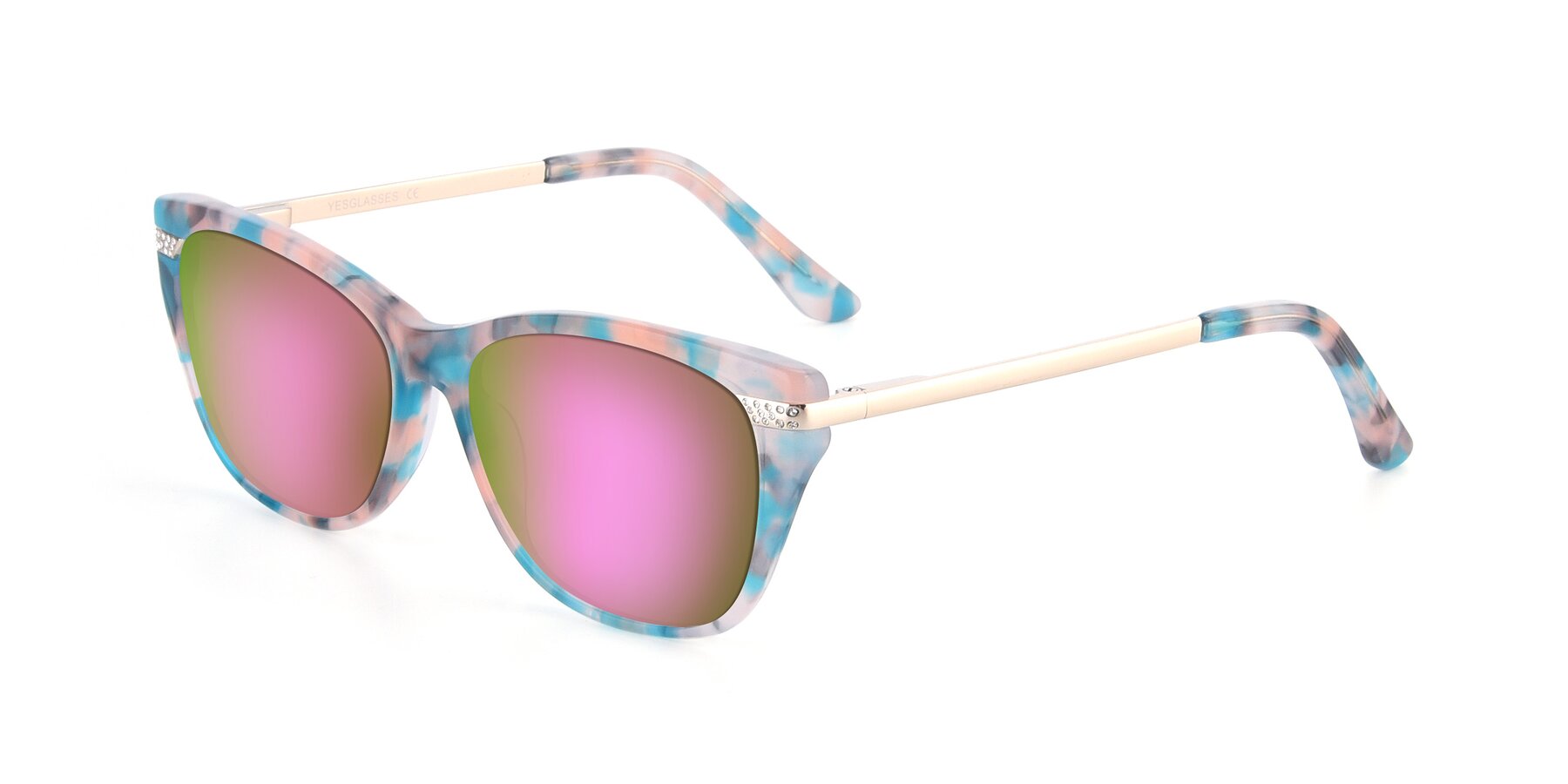 Angle of 17515 in Floral with Pink Mirrored Lenses